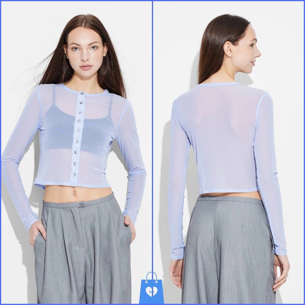 Medium - Womens Mesh Cardigan - Wild Fable - Light Aqua Blue